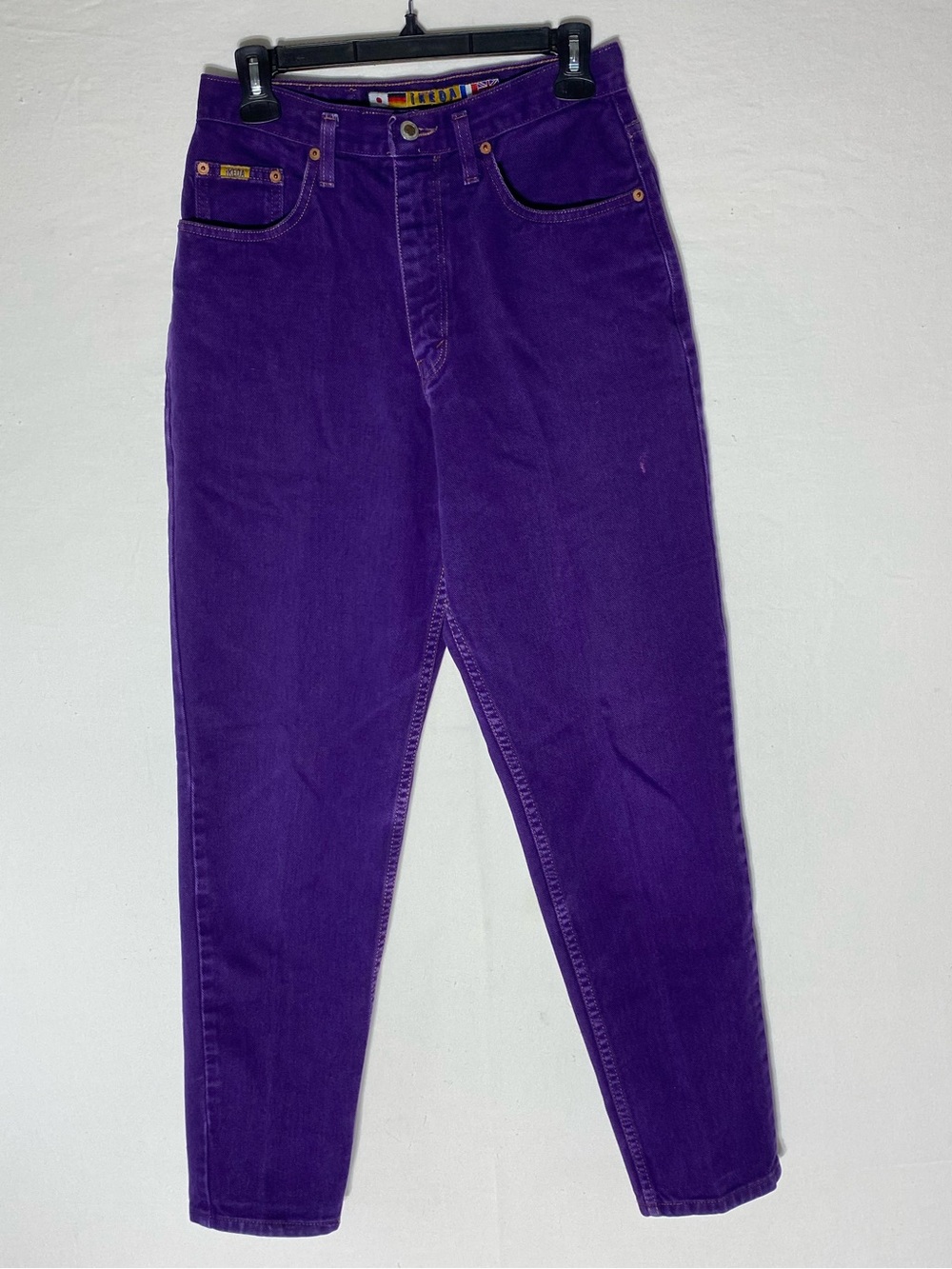 Vintage 90s Ikeda Tokyo Purple High Rise Tapered Mom Jeans W Flag Tag 8